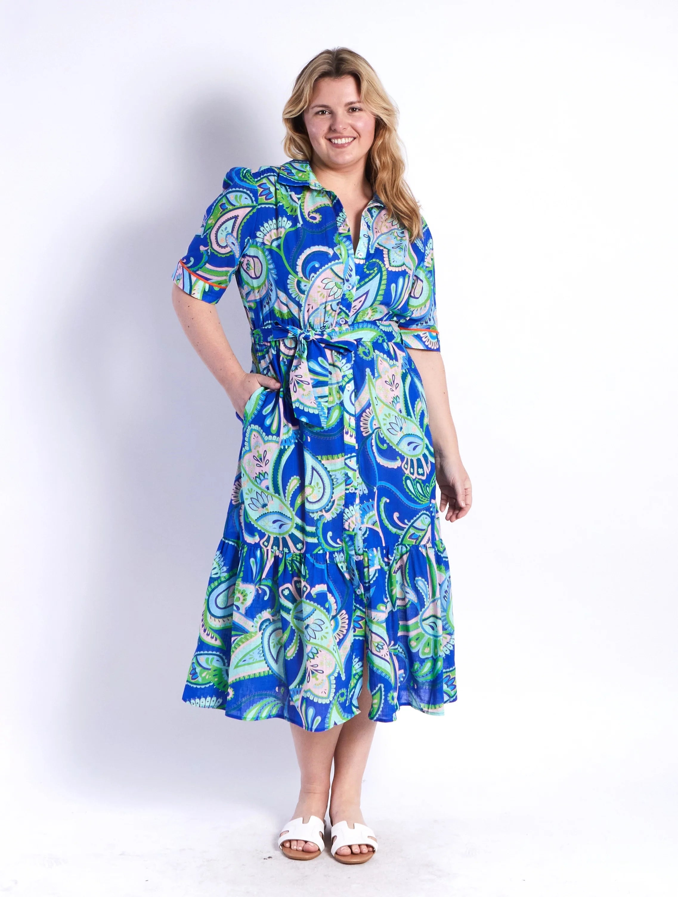 Leoni Lydia Paisley Dress - Blue