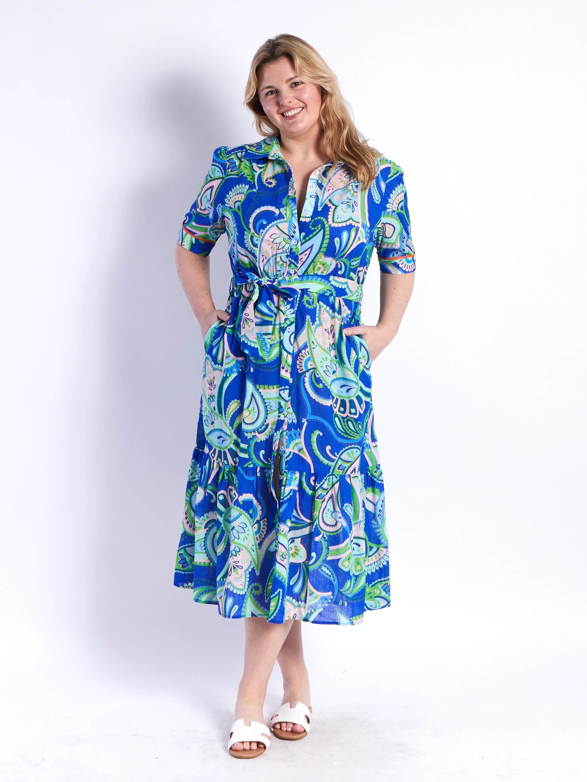 Leoni Lydia Paisley Dress - Blue