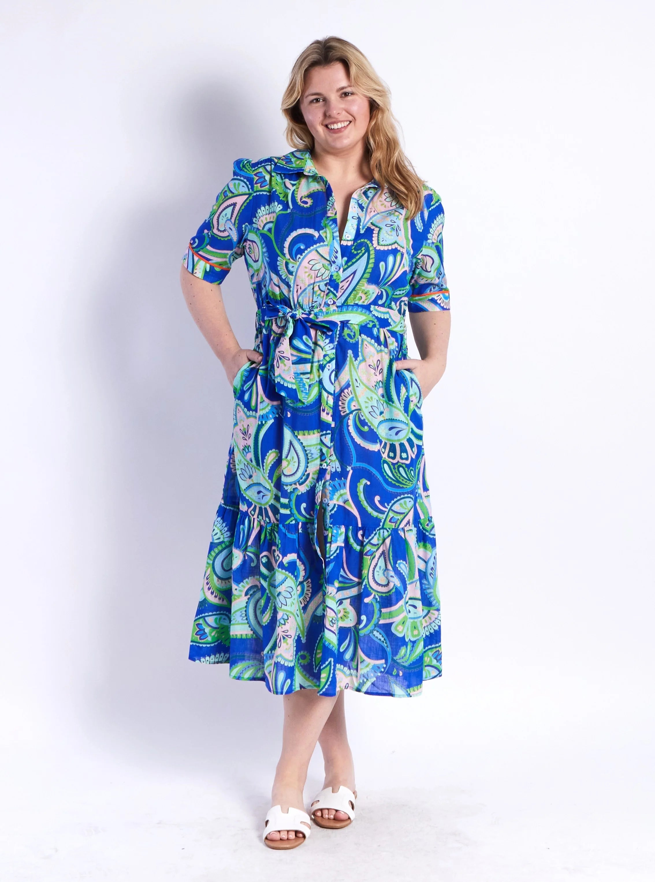 Leoni Lydia Paisley Dress - Blue