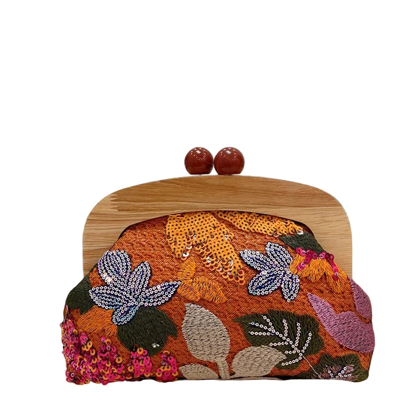 Autumn Bloom Embroidered Clutch