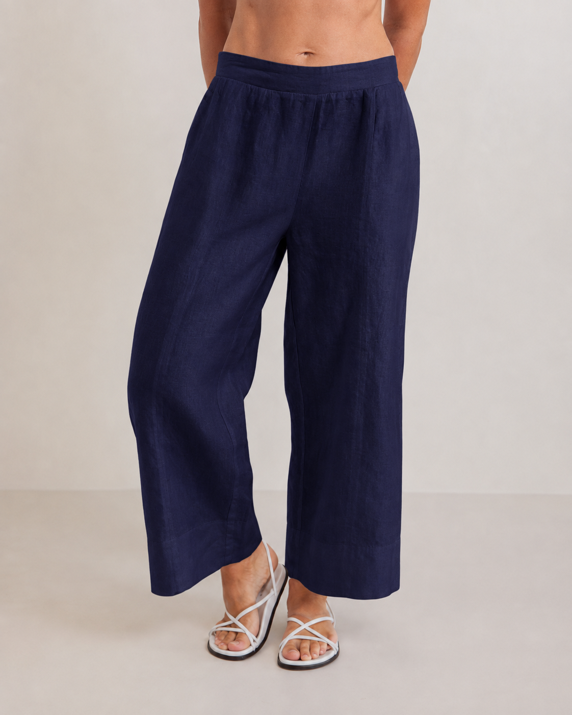 See Saw 7/8 Seam Detail Wide Leg  Pant - Navy