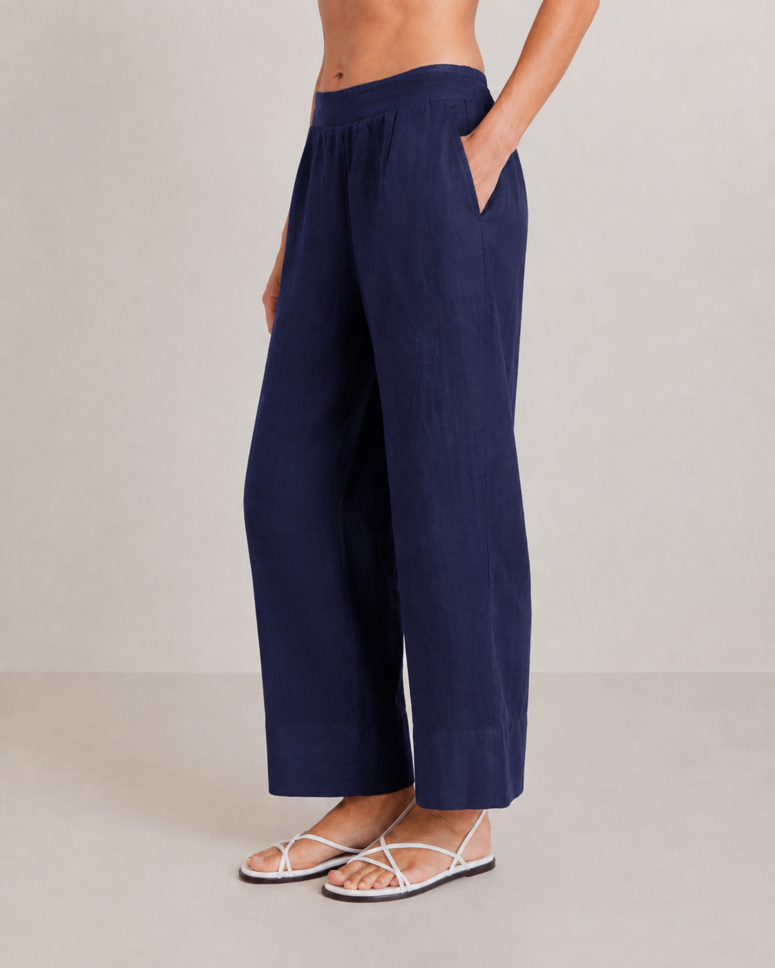 See Saw 7/8 Seam Detail Wide Leg  Pant - Navy