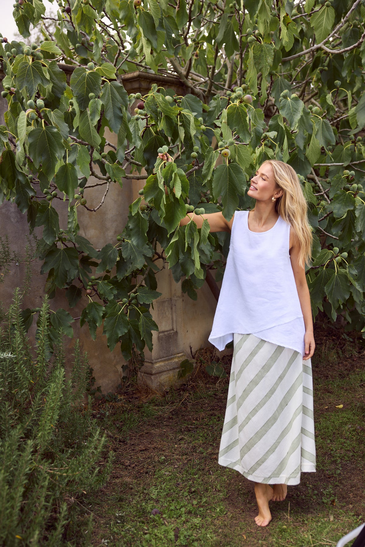 The Shanty Corp Sicily Skirt - Sage Shadow Stripe