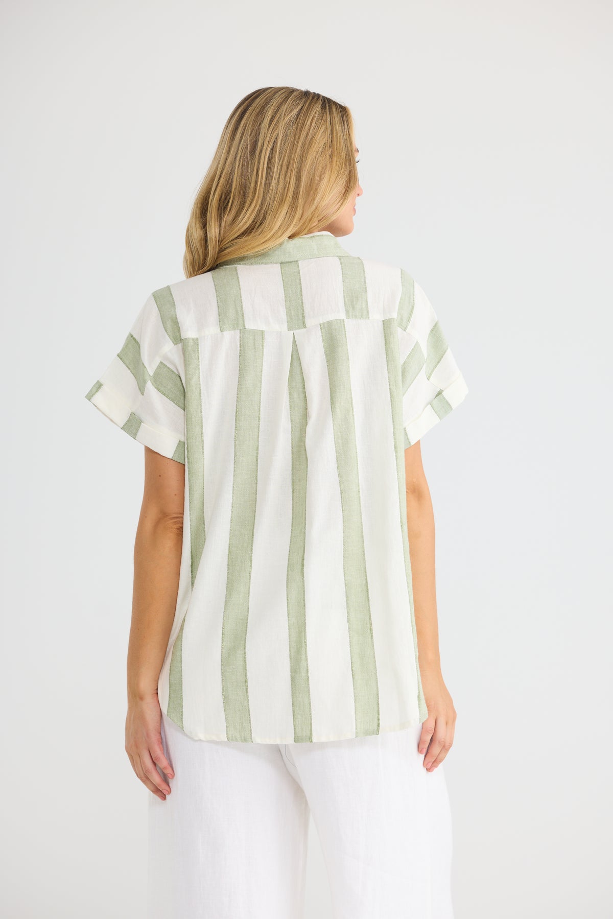 The Shanty Corp Lucia Top - Sage Shadow Stripe