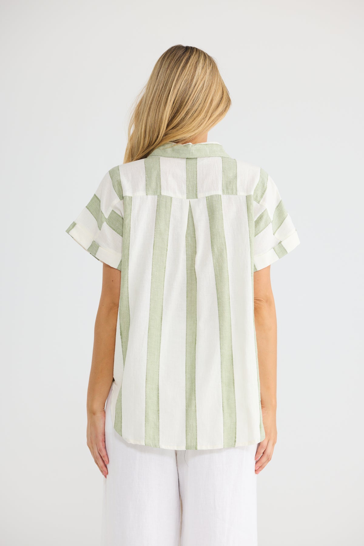 The Shanty Corp Lucia Top - Sage Shadow Stripe