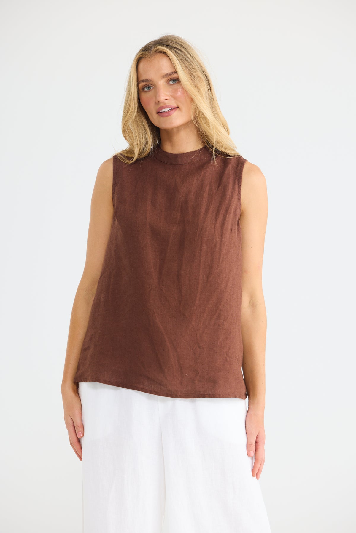 The Shanty Corp Adel Top - Chocolate Linen