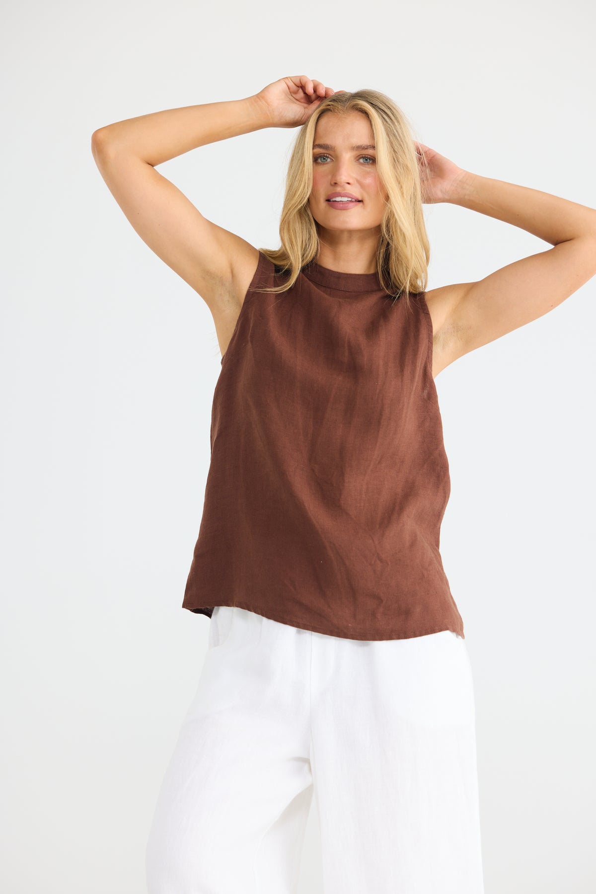 The Shanty Corp Adel Top - Chocolate Linen