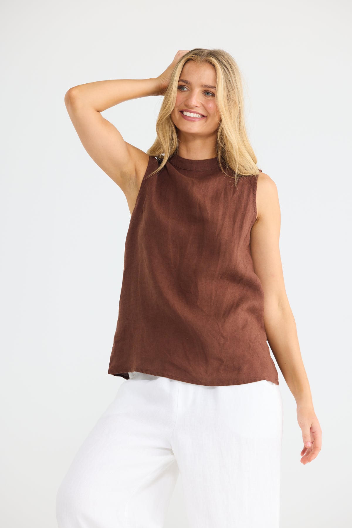 The Shanty Corp Adel Top - Chocolate Linen