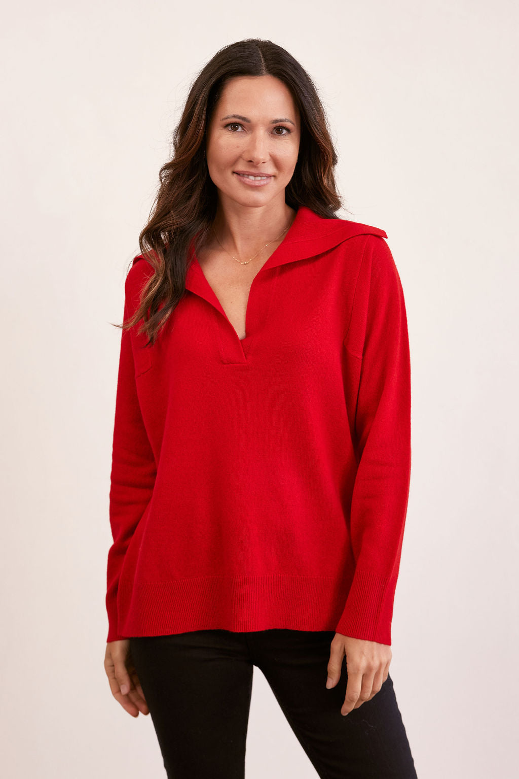 See Saw Wide Collar Sweater - Red