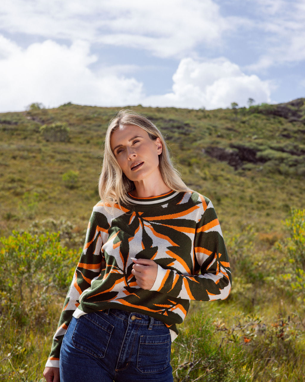 See Saw Floral Sweater - Khaki Combo