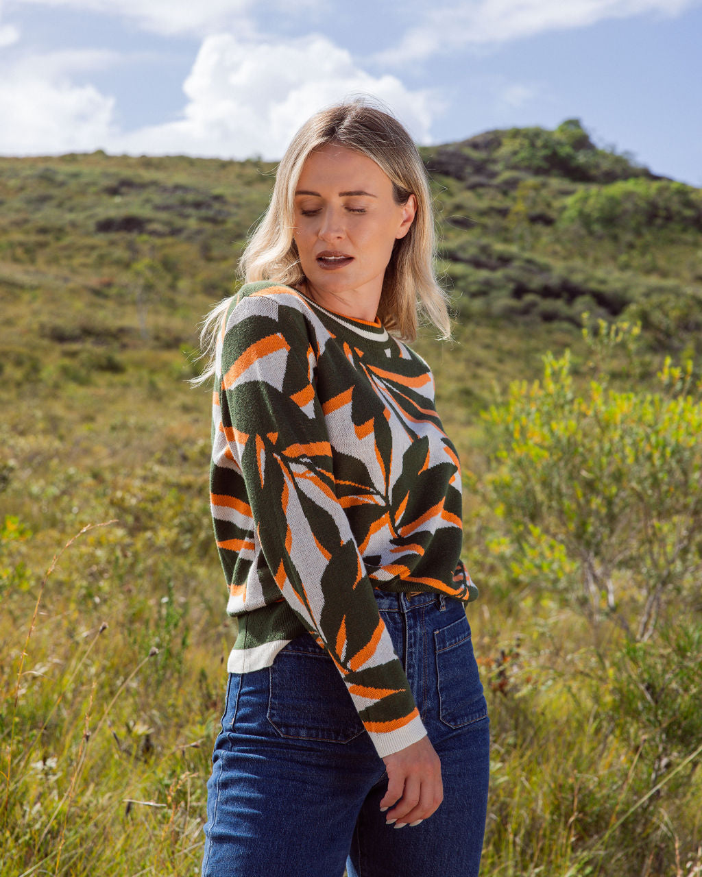 See Saw Floral Sweater - Khaki Combo