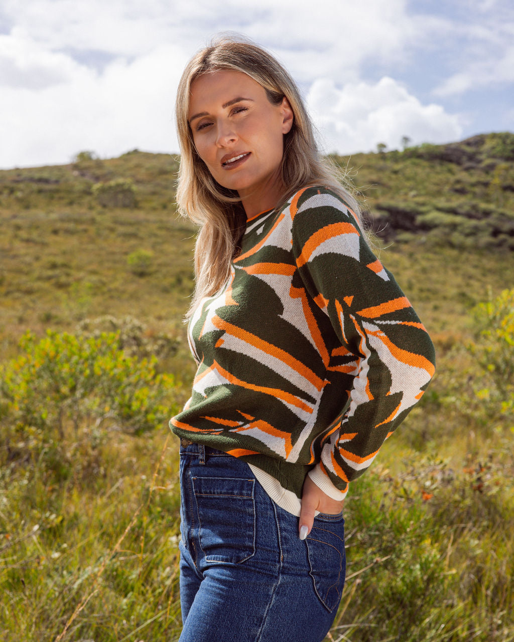 See Saw Floral Sweater - Khaki Combo