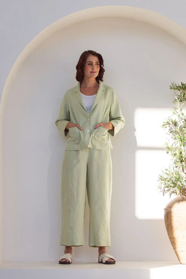 See Saw 7/8 Wide Leg Seam Detail Pant - Sage