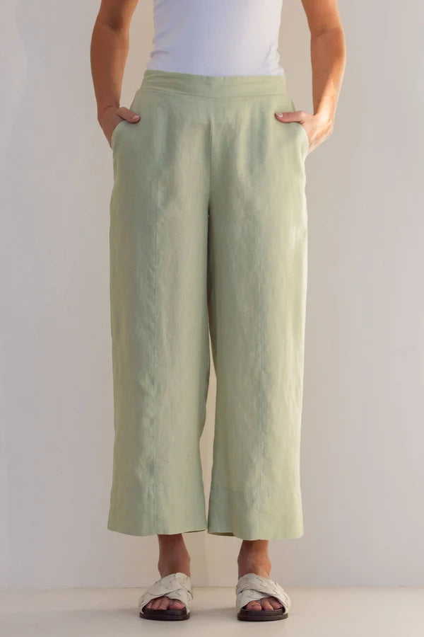 See Saw 7/8 Wide Leg Seam Detail Pant - Sage
