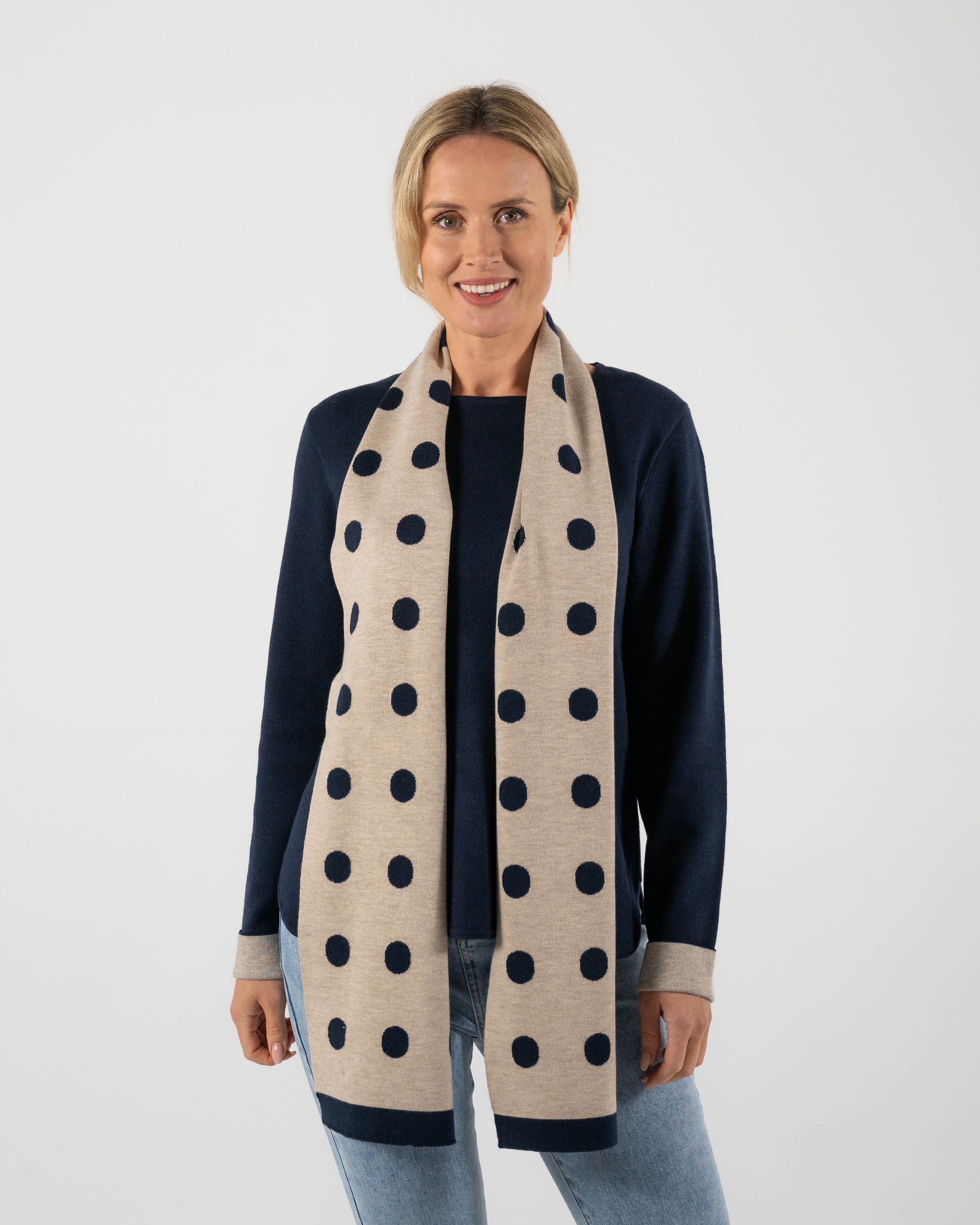 See Saw Contrast Spot Scarf - Navy