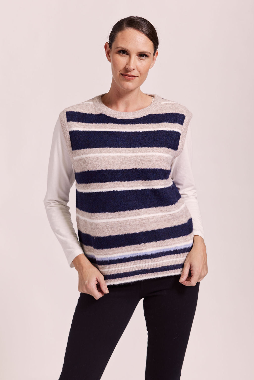 See Saw Striped Vest - Oatmeal/Navy