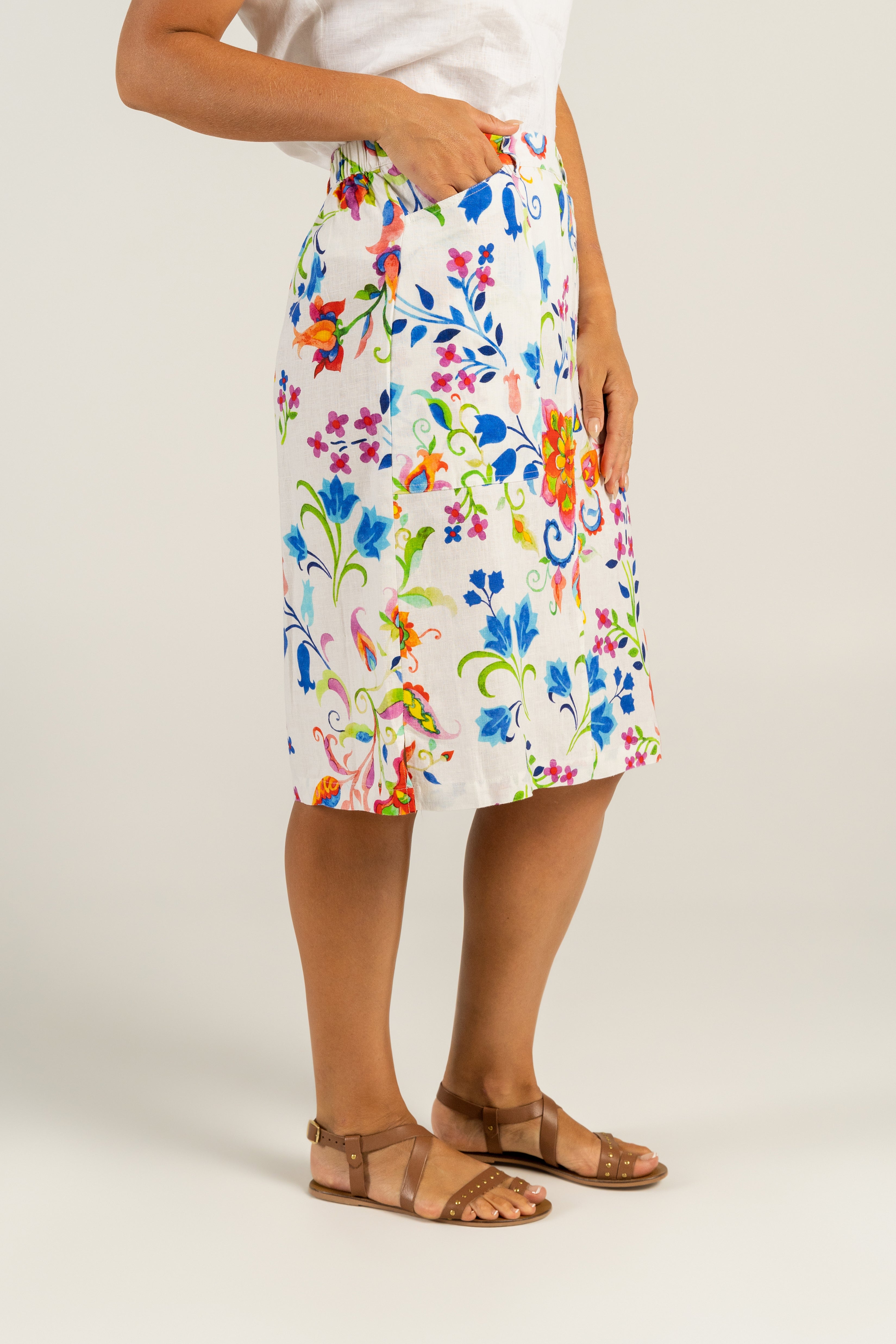 See Saw Straight Skirt - Sea Bouquet Print