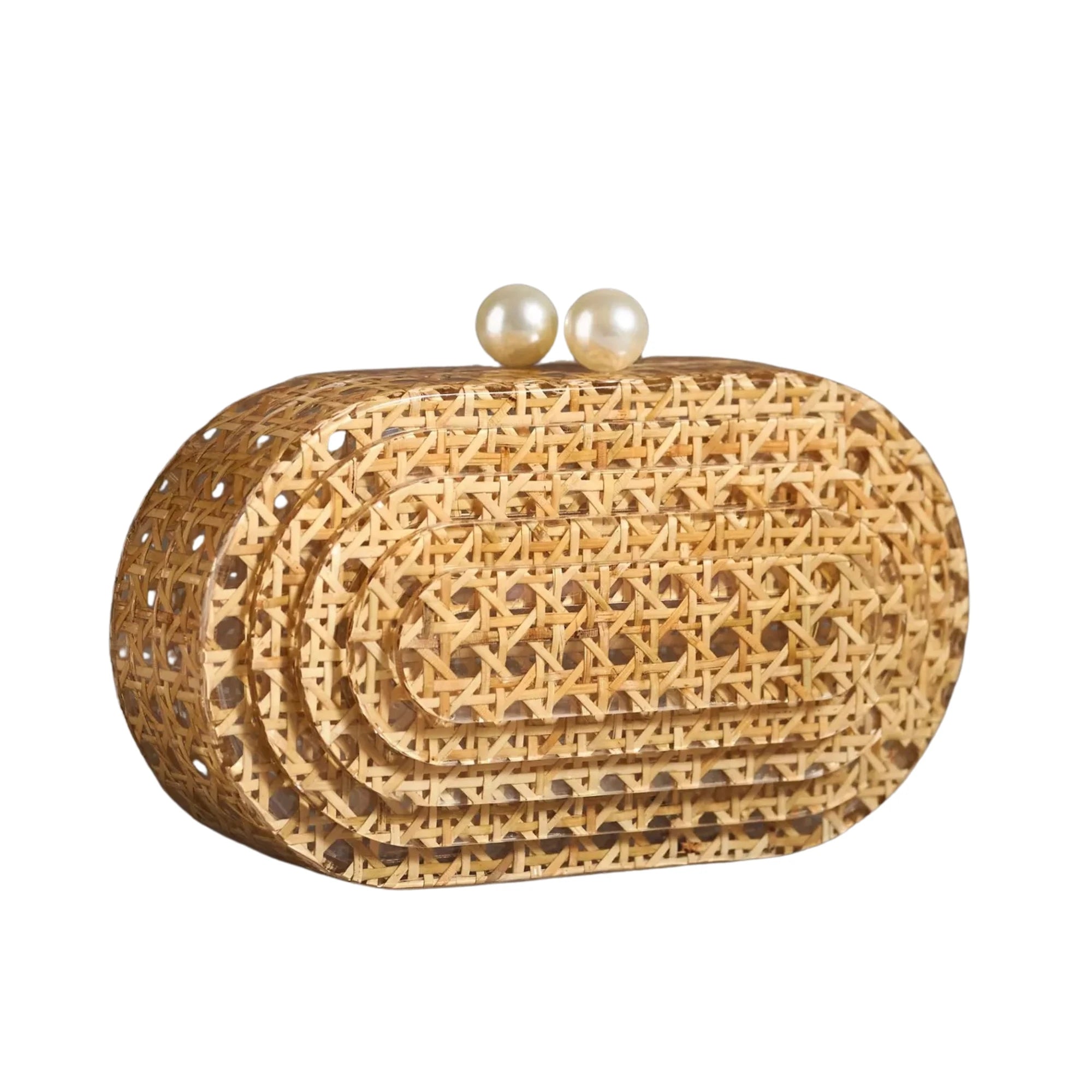 Coastal Pearl Rattan Clutch