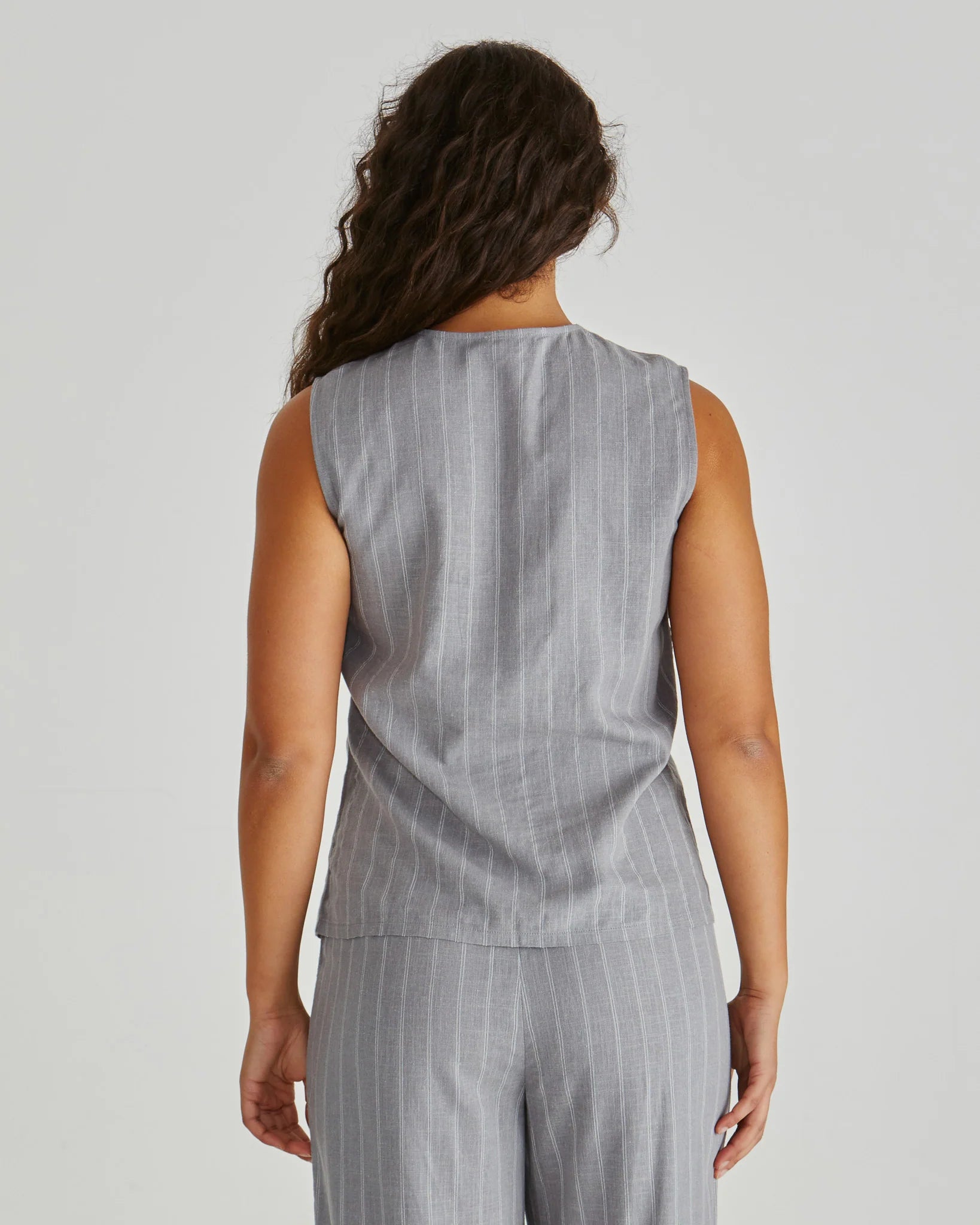 Sass Petra Vest - Grey Pinstripe