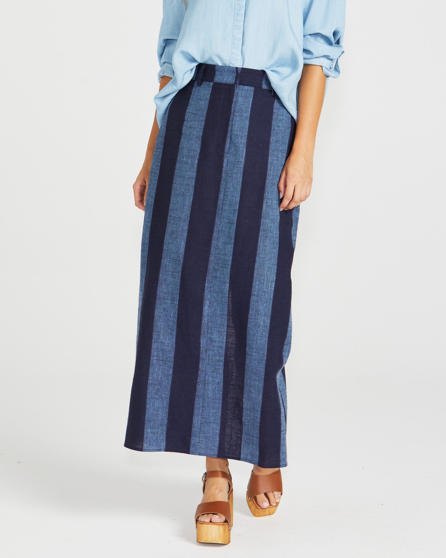 Sass Cailee Maxi Skirt - Navy Stripe