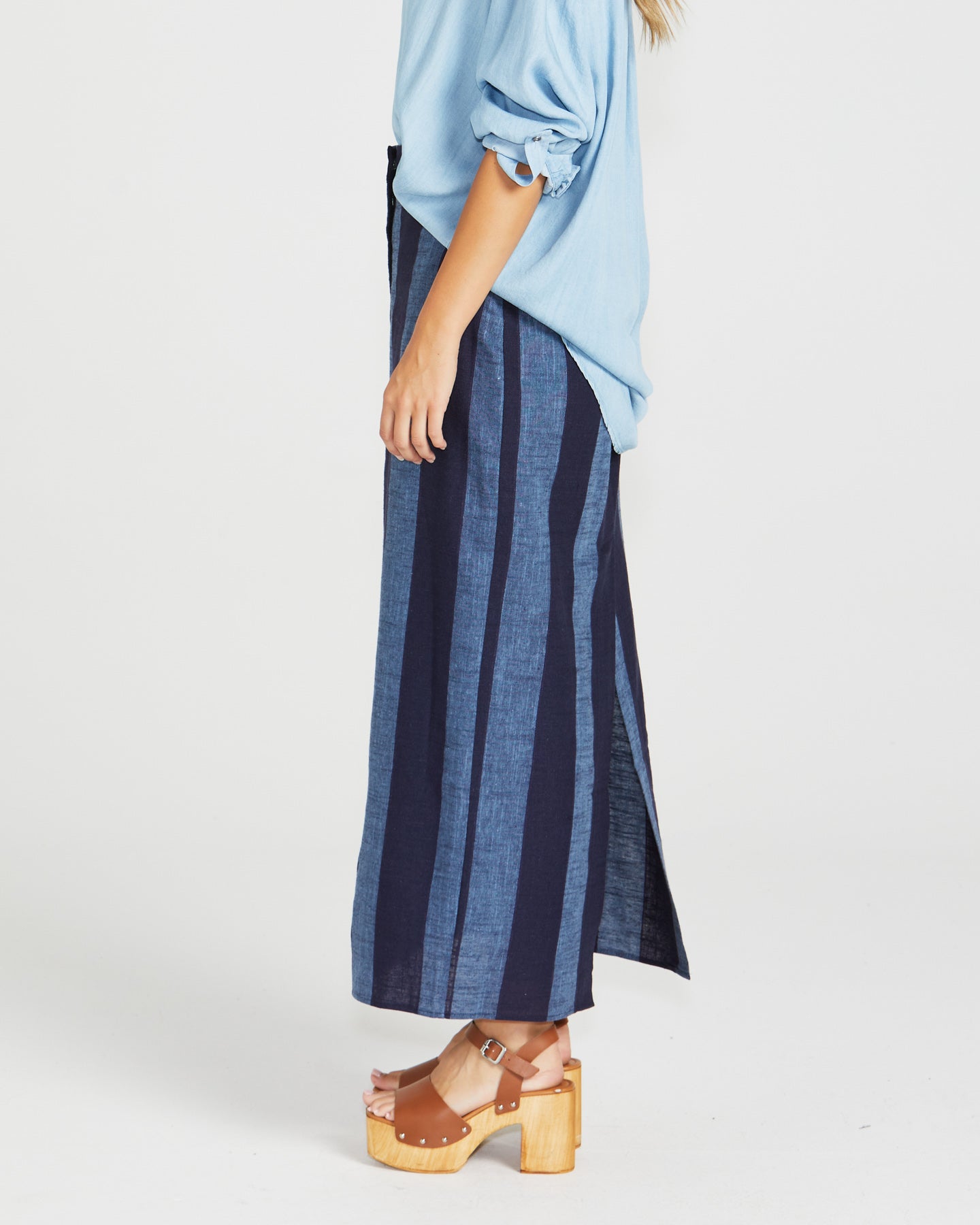 Sass Cailee Maxi Skirt - Navy Stripe