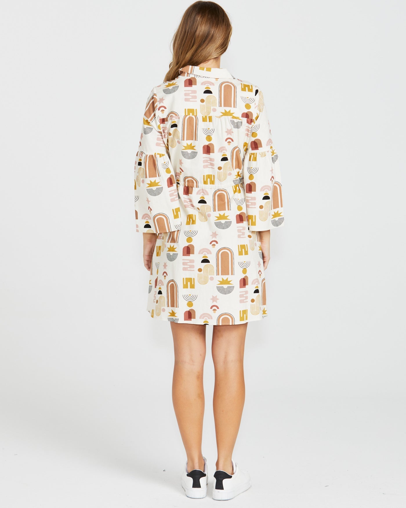 Sass Roxy Balloon Sleeve Mini Dress - Abstract Print