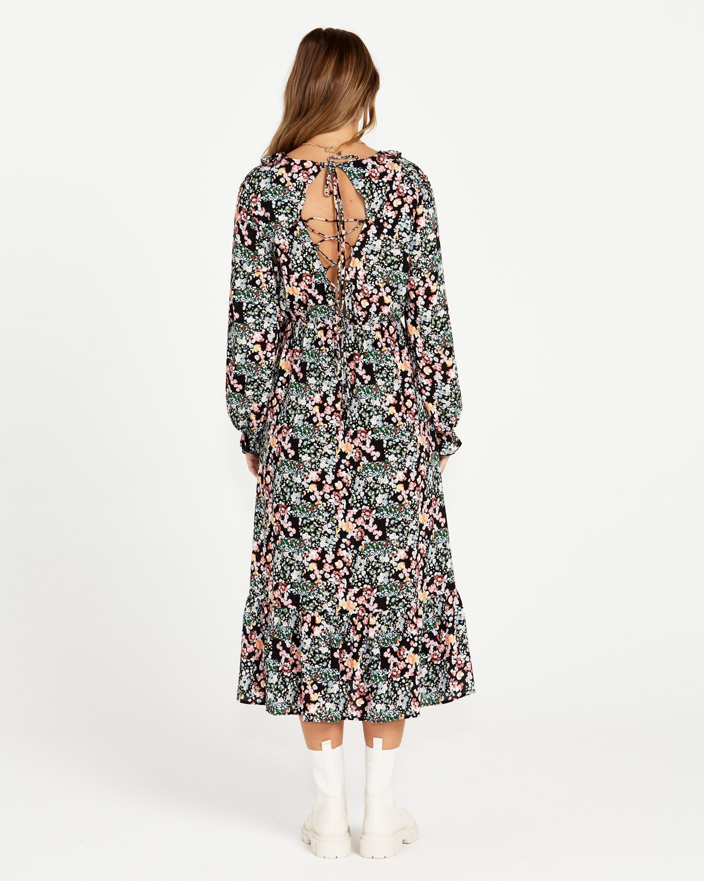 Sass June Long Sleeve Midi Dress - Patchwork Floral