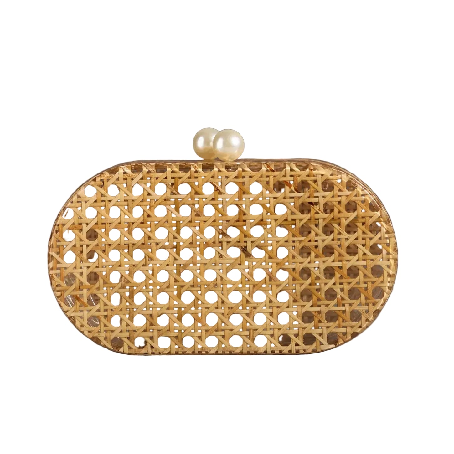 Coastal Pearl Rattan Clutch