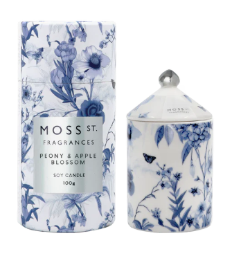 Moss St Peony & Apple Blossom Ceramic Mini Candle 100g