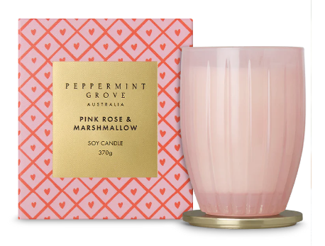 Peppermint Grove Pink Rose & Marshmallow Soy Large Candle 370g (Limited Edition)