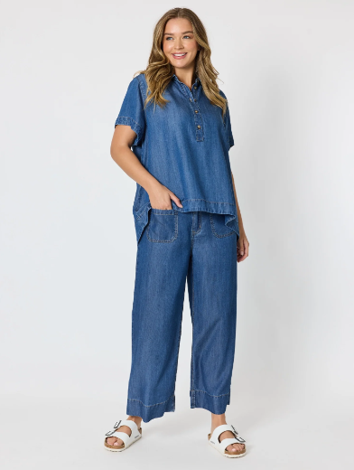 Threadz Dune Denim Top - Dark Denim