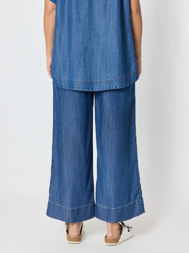 Threadz Dune Carpenter Wide Leg Cropped Pant - Dark Denim