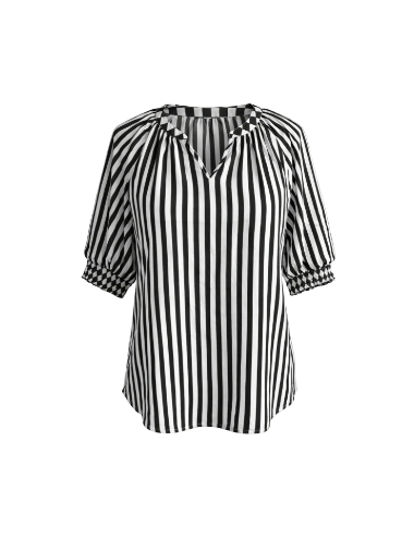 Threadz Harlequin Stripe Print Tunic - Black/White