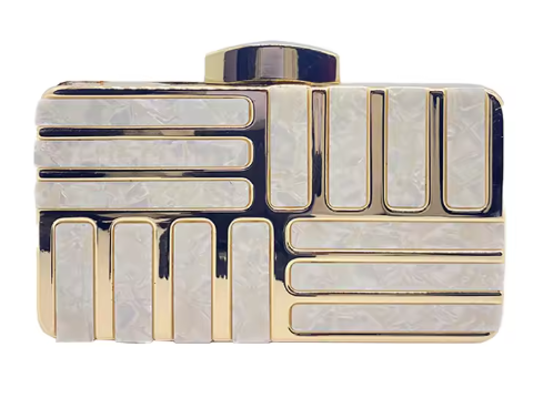 Luxe Pearl Mosaic Clutch - Gold