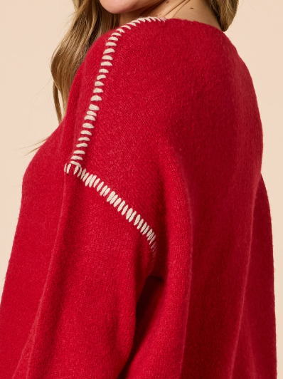 Threadz Rouge Stitch Knit - Red