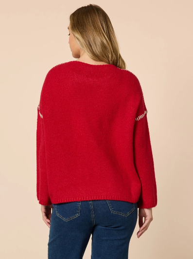 Threadz Rouge Stitch Knit - Red