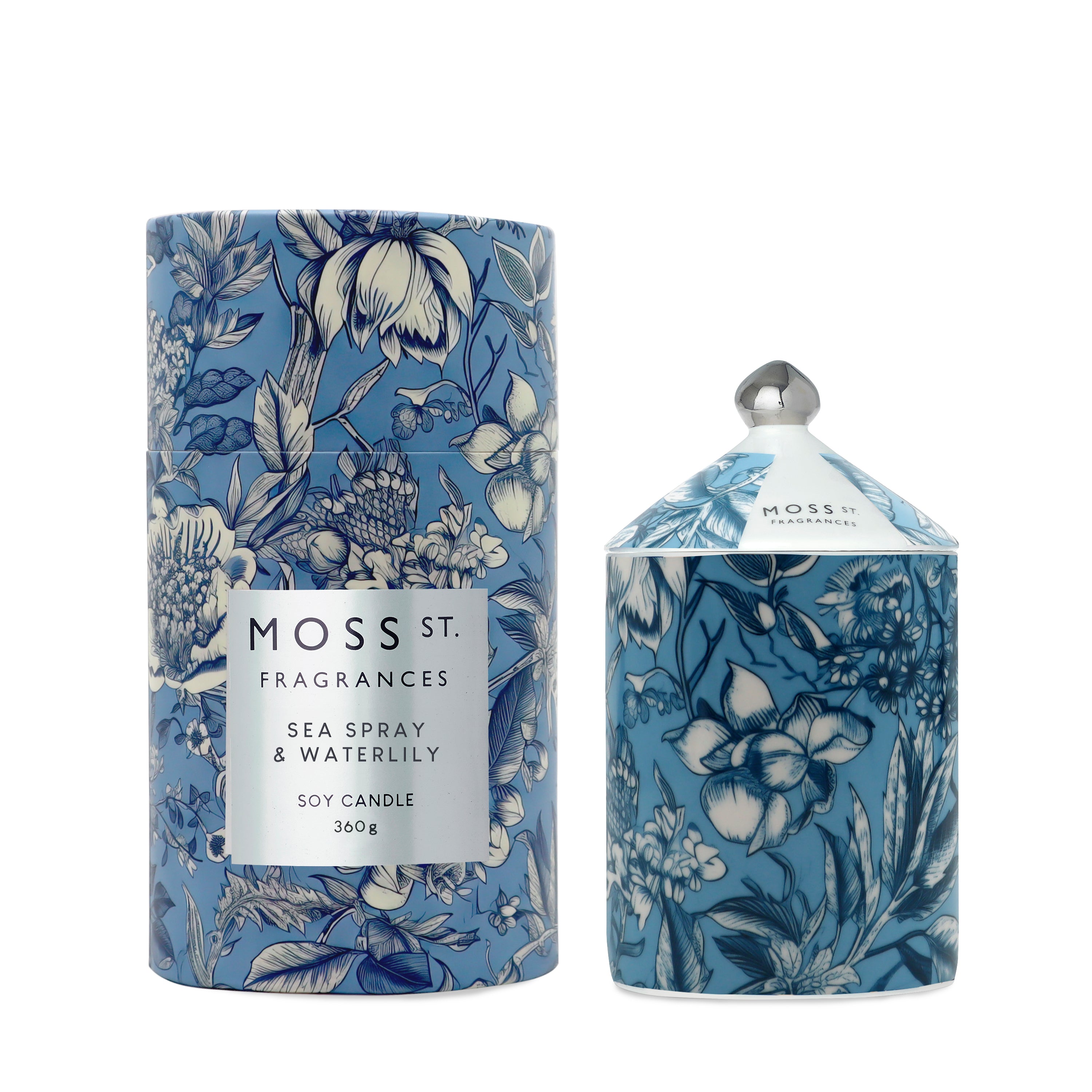 Moss St Sea Spray & Waterlily Ceramic Large Candle 360g