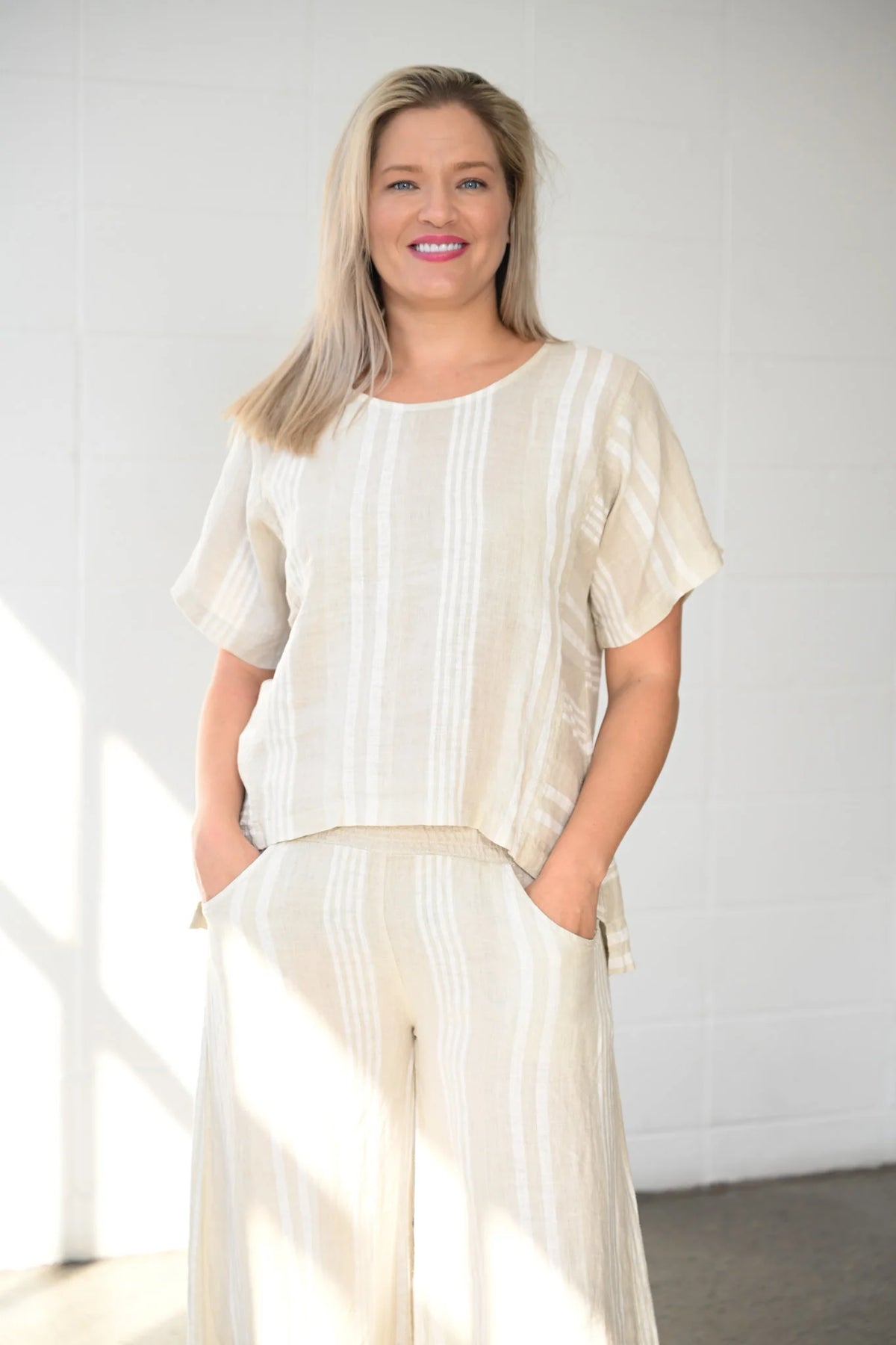 Donna Donna Clarice Top - Beige Stripe