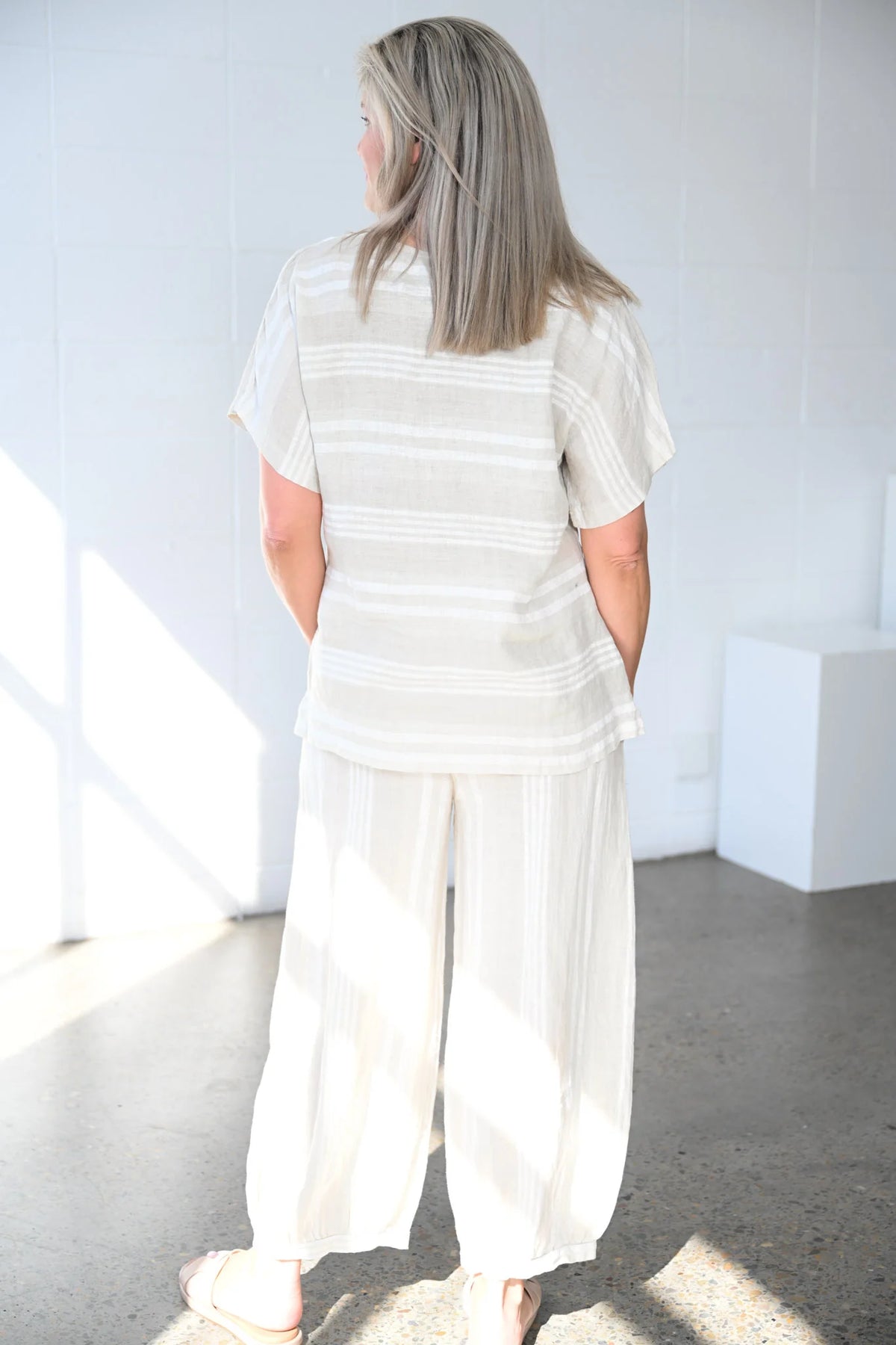 Donna Donna Cleo Pant - Beige Stripe