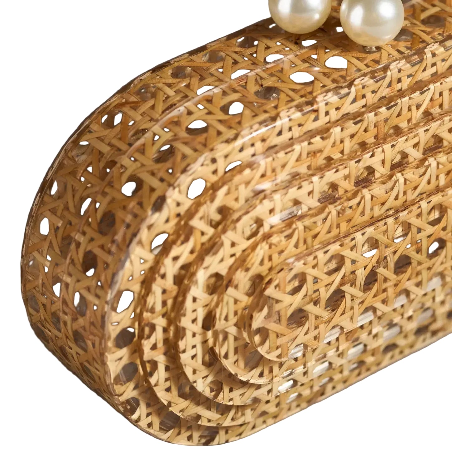 Coastal Pearl Rattan Clutch
