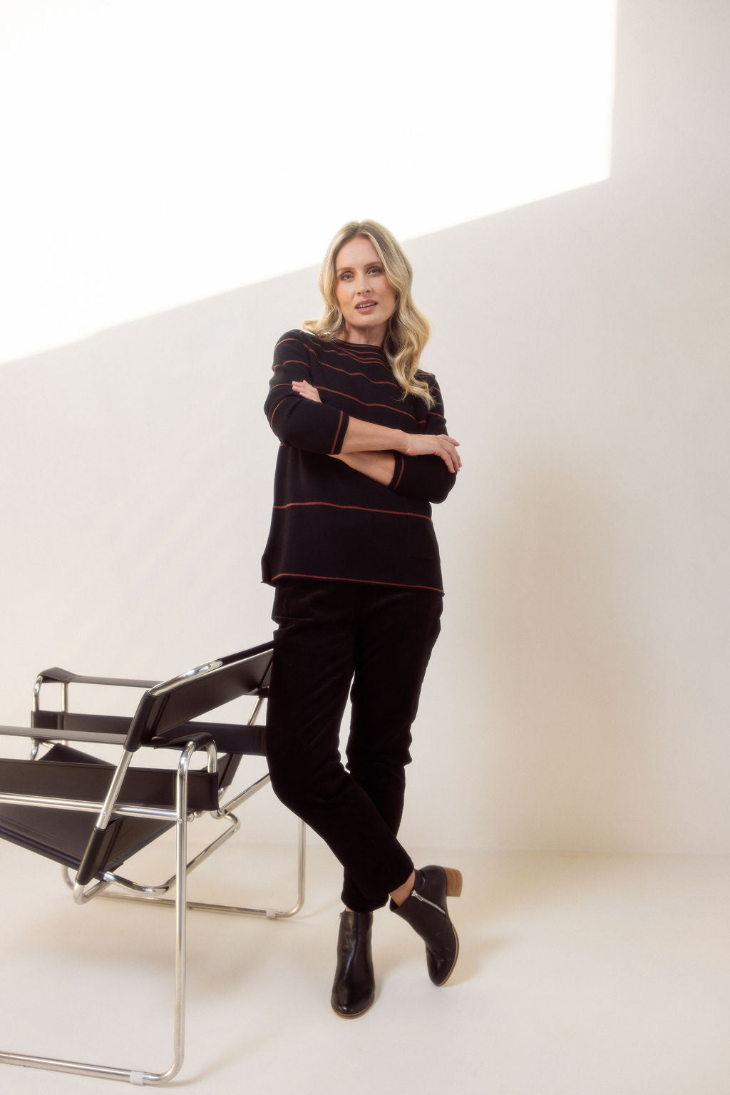 See Saw Stripe 1 Pocket Sweater - Black/Nutmeg