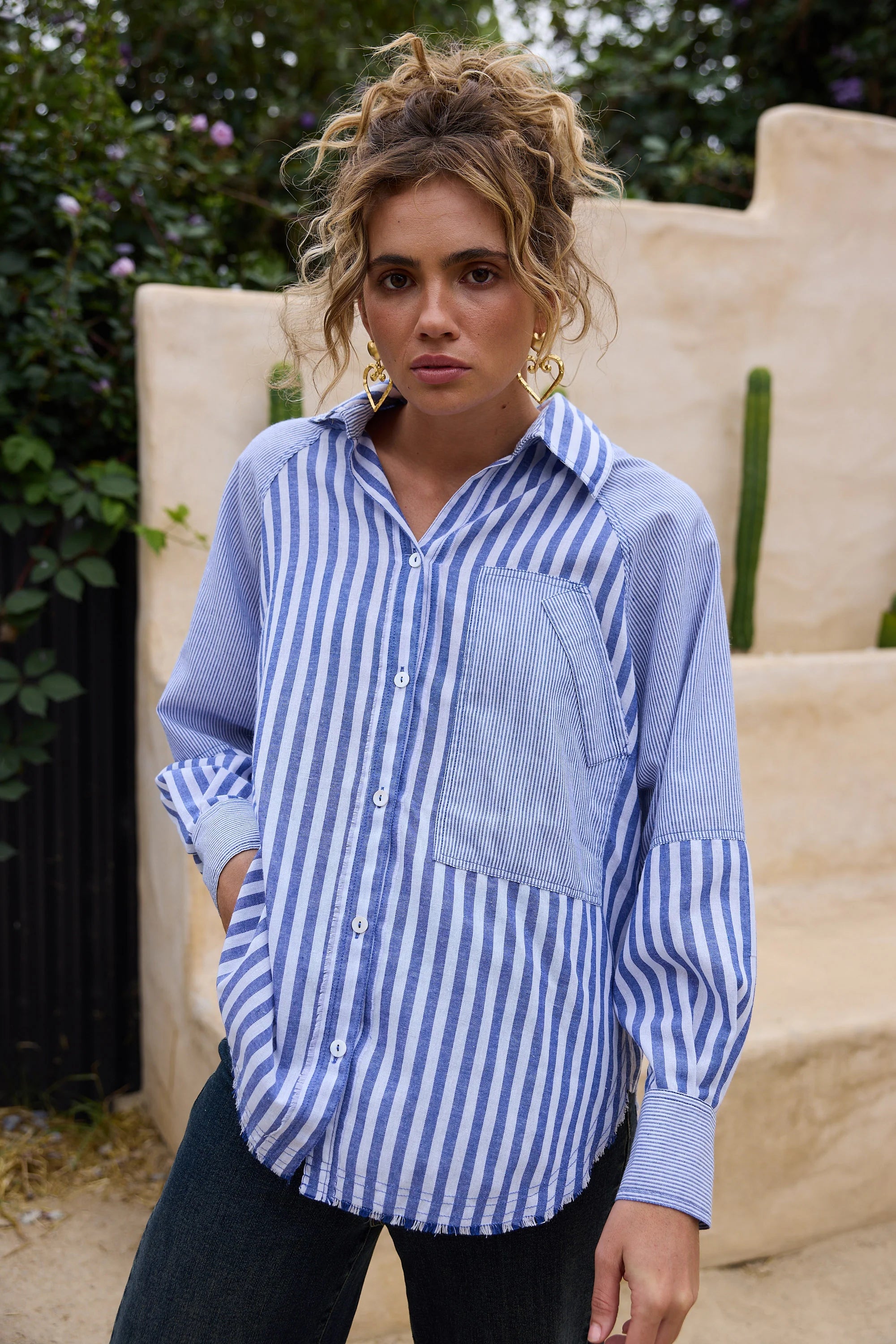 Talisman Yellowstone Shirt - Navy Blue Stripe