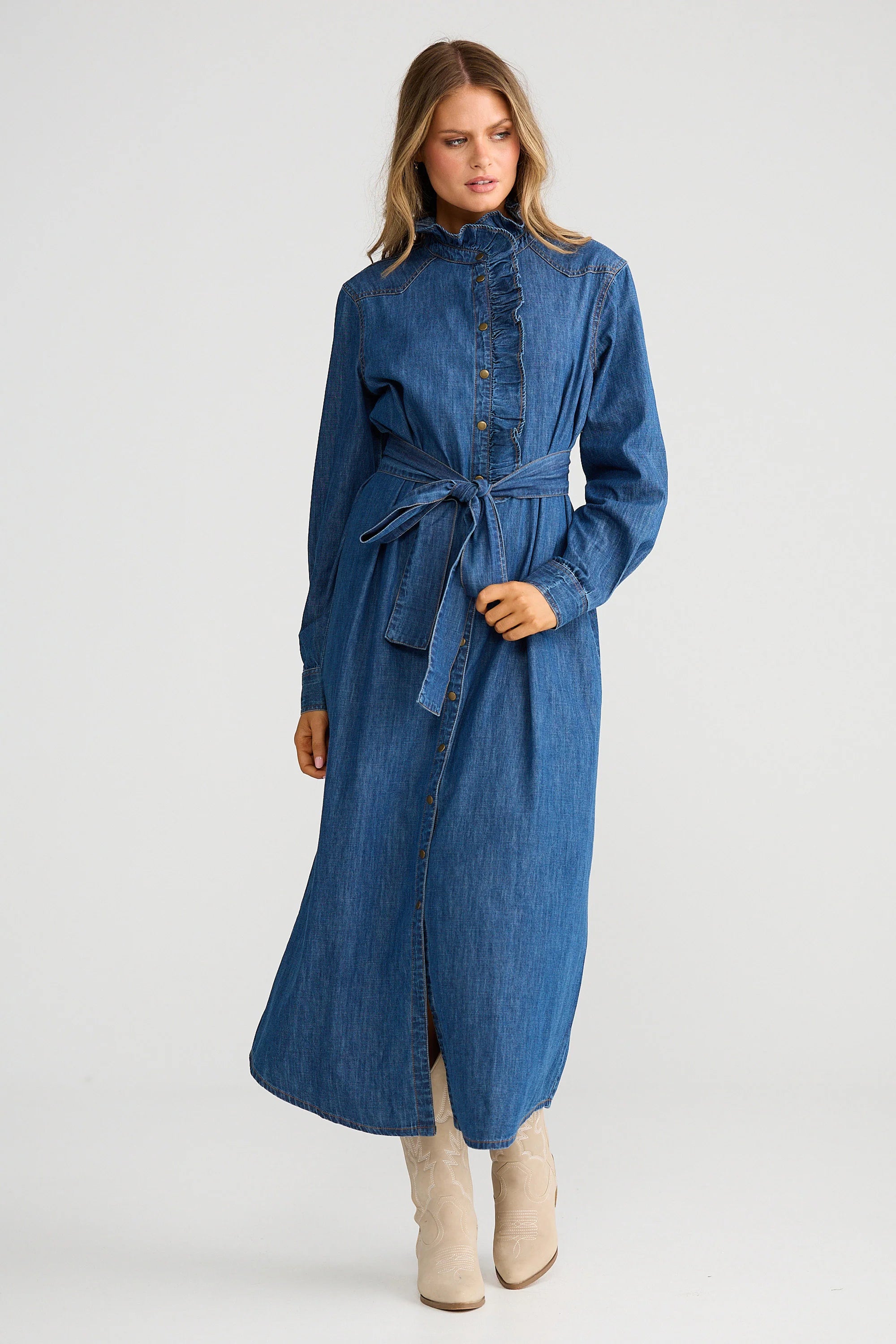 Talisman Pedro Maxi Dress - Mid Denim