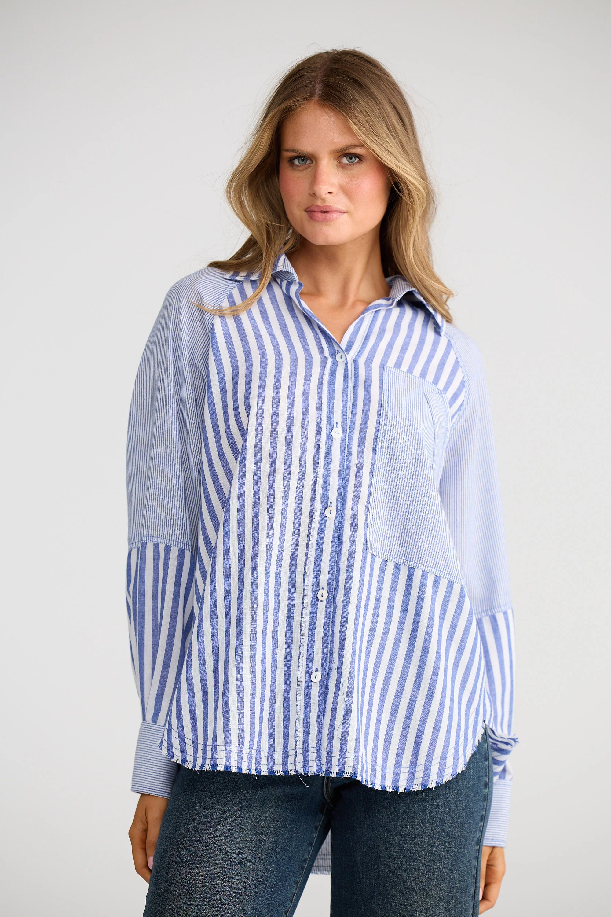 Talisman Yellowstone Shirt - Navy Blue Stripe