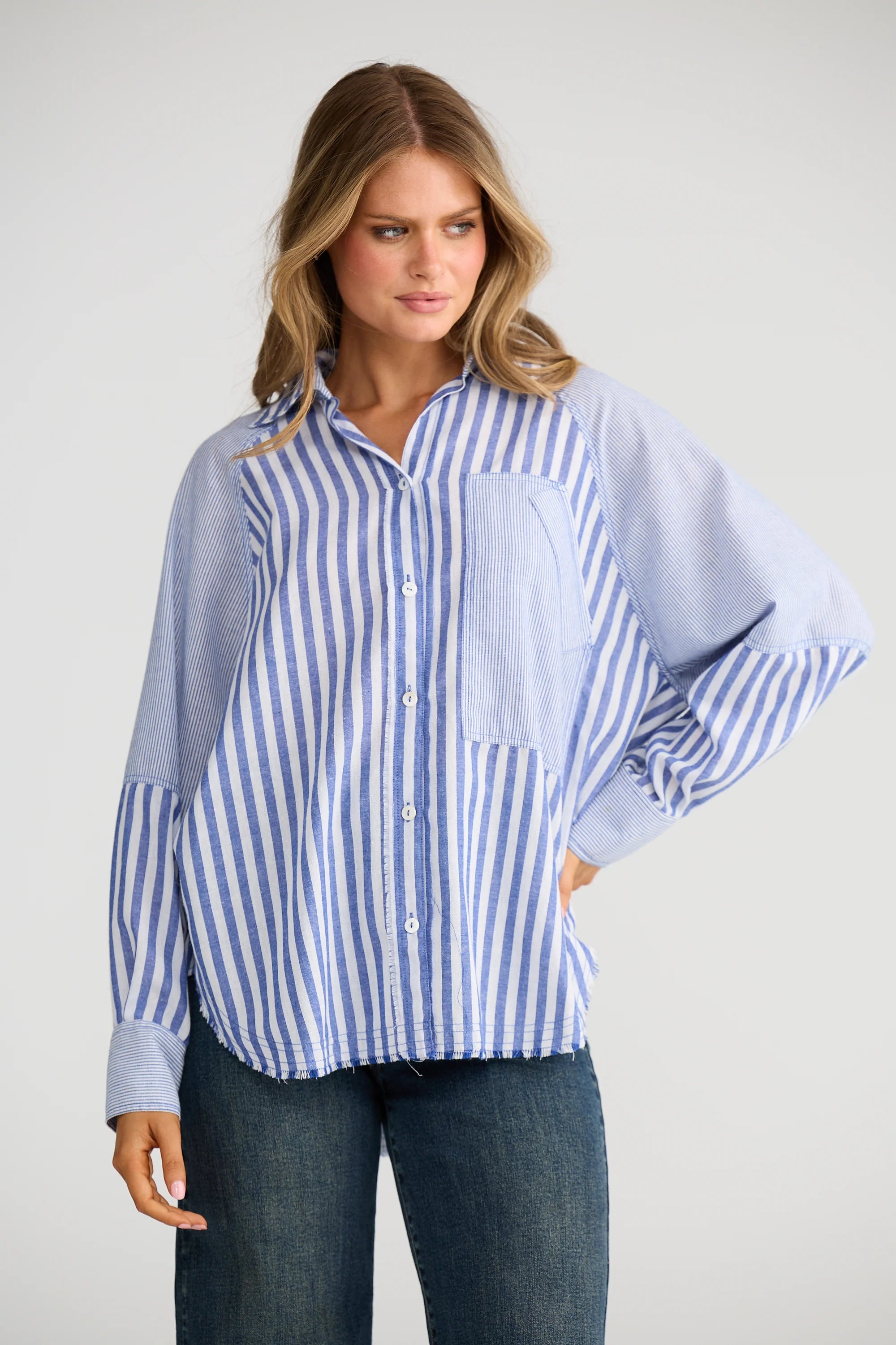 Talisman Yellowstone Shirt - Navy Blue Stripe