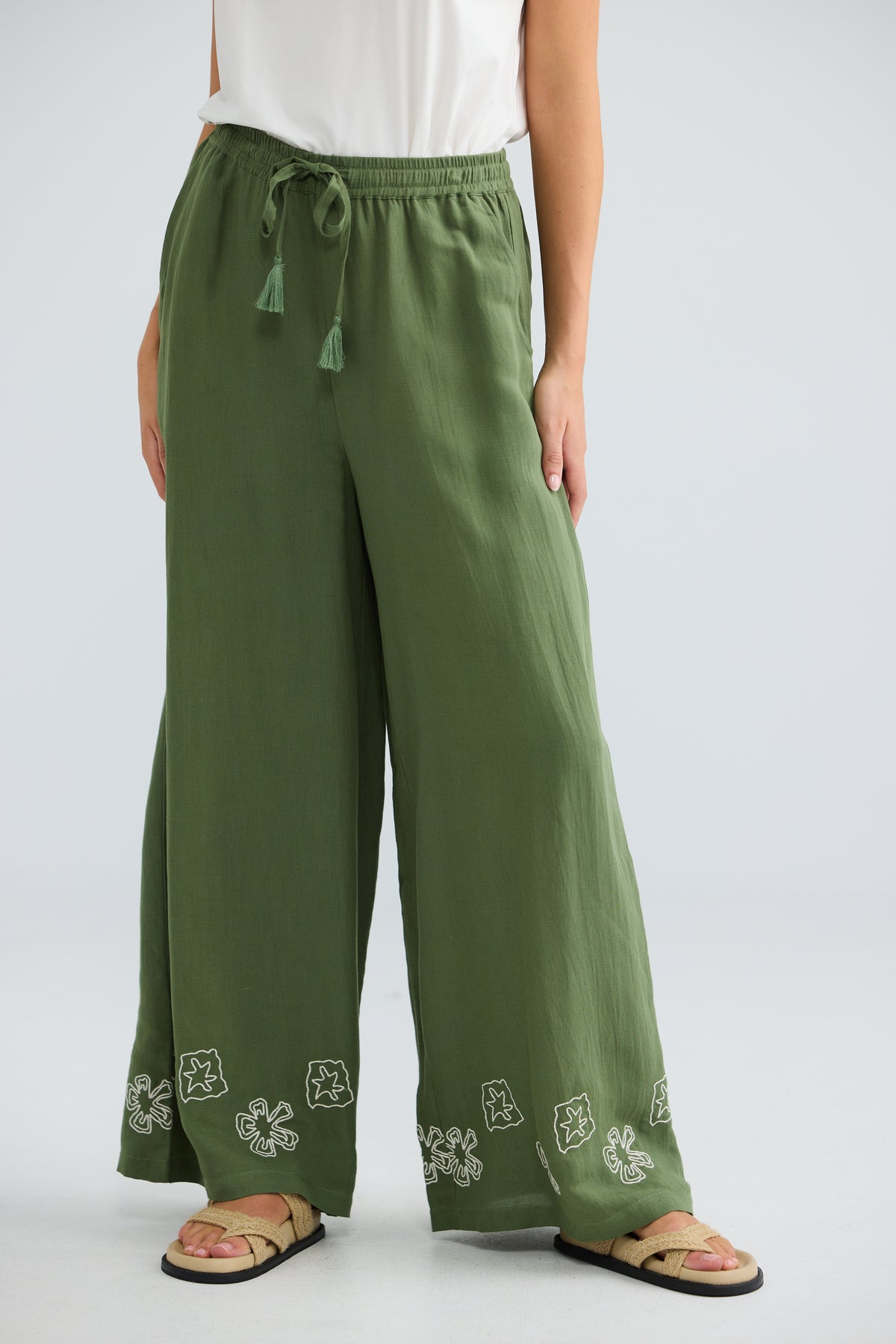 Talisman Freedom Pant - Olive/Off White Embroidery