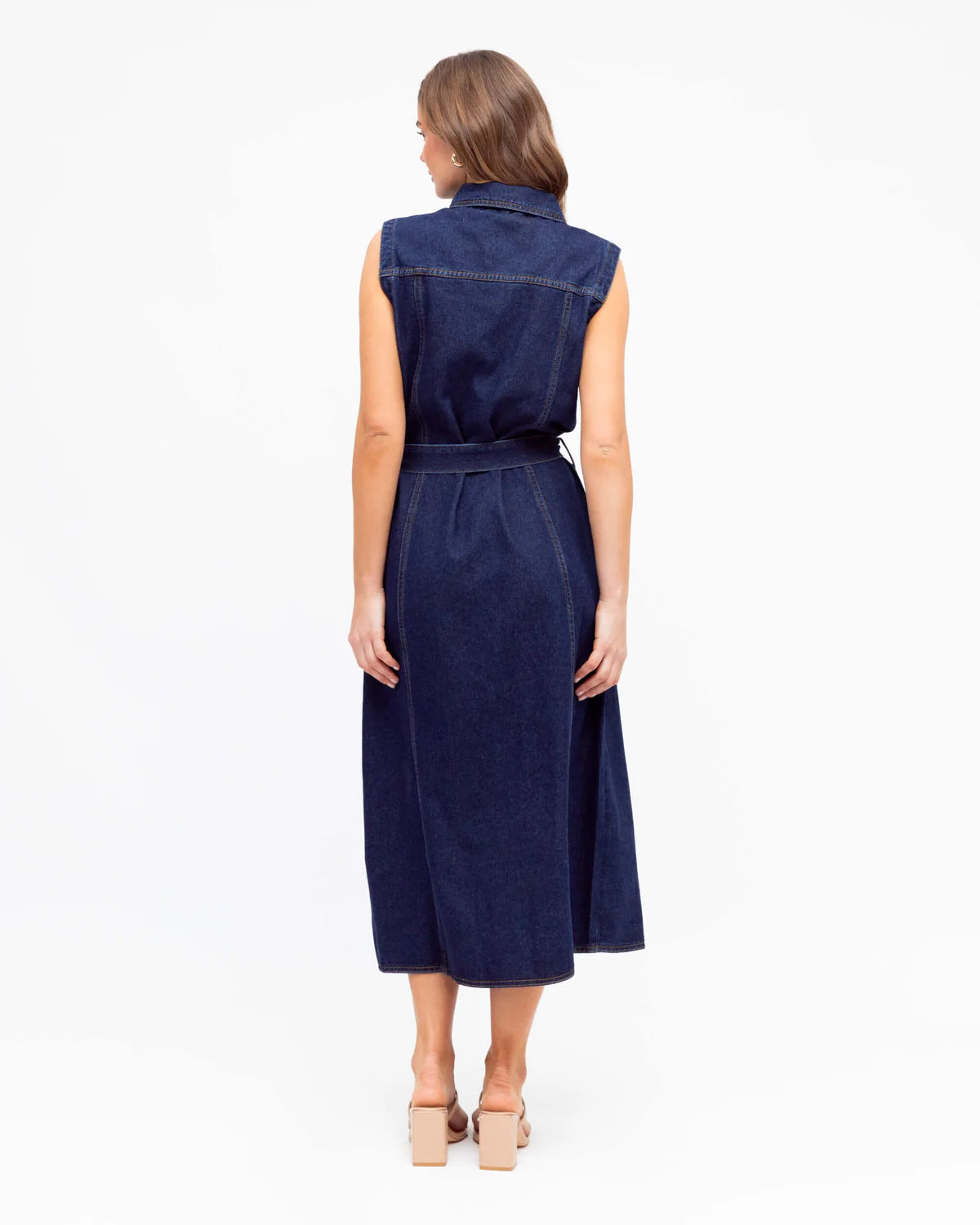 White Closet Indigo Belted Midi Dress