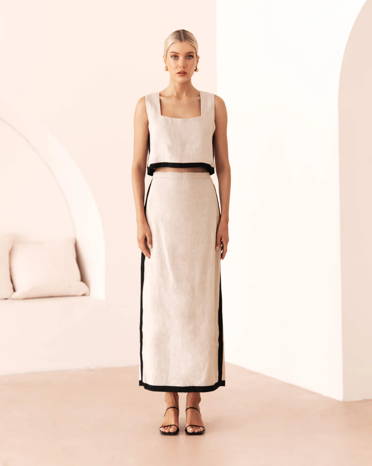 White Closet Linen Maxi Skirt - Natural