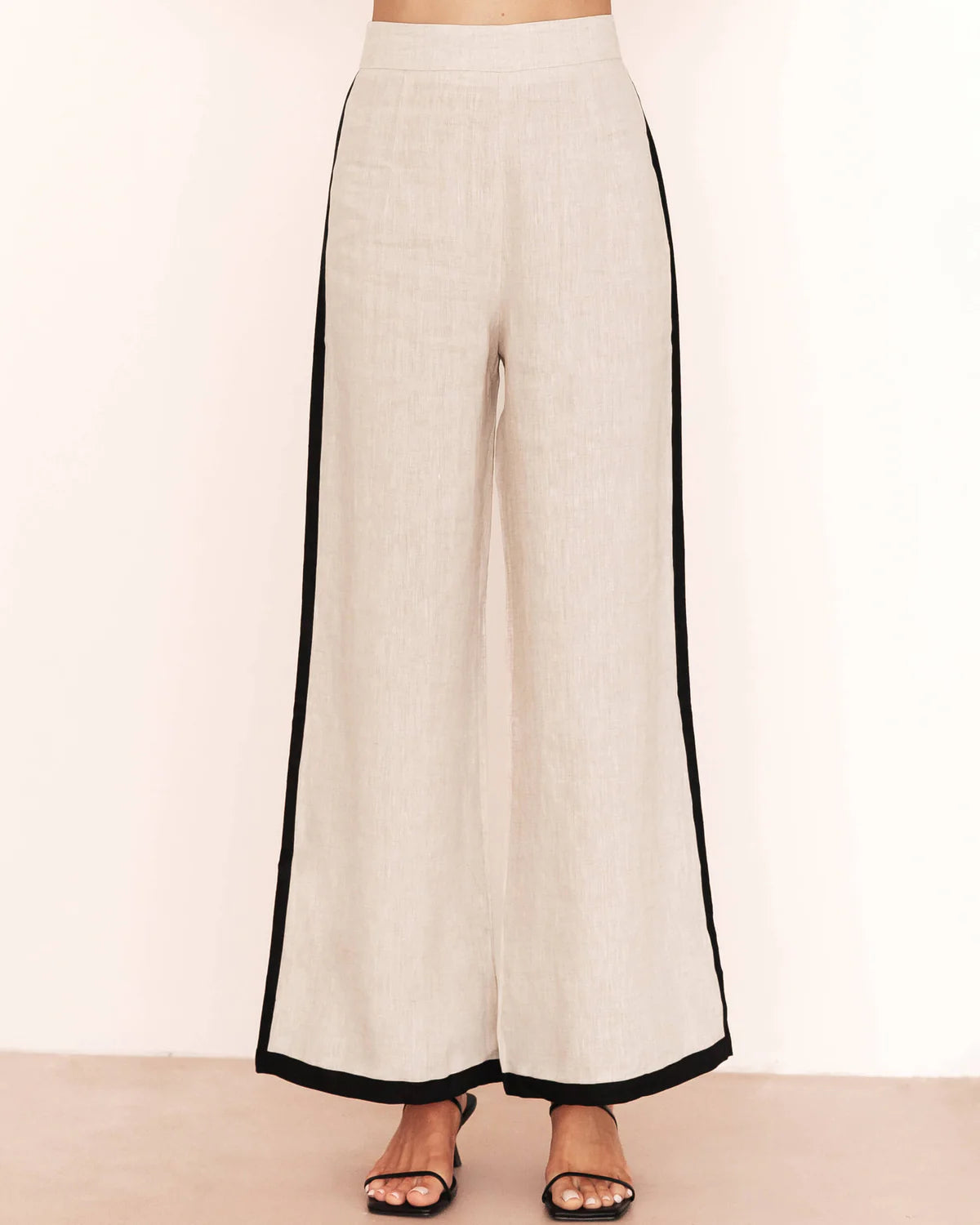 White Closet Linen Wide Leg Pants - Natural