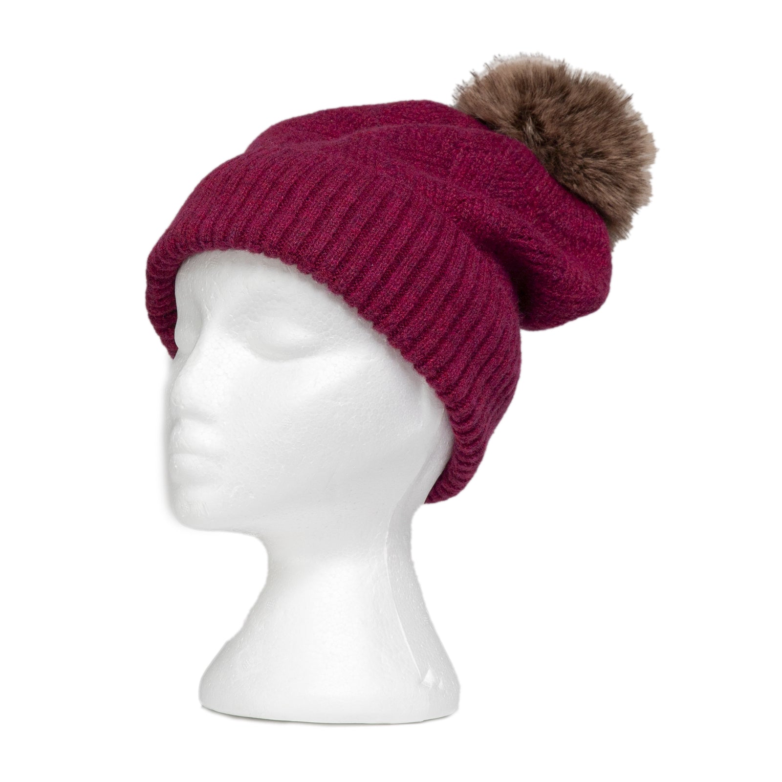 Taylor Hill Pattern Rib Knit Beanie - Boysenberry